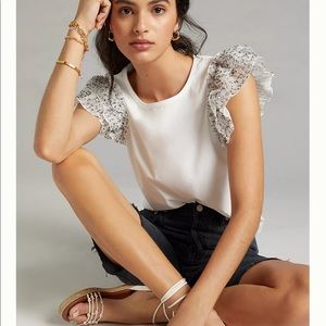 NWT Anthropologie Ruffle Sleeve Top